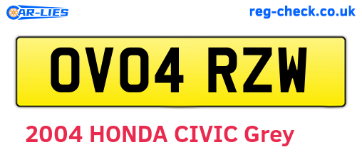 OV04RZW are the vehicle registration plates.
