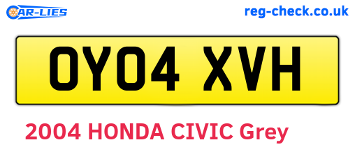 OY04XVH are the vehicle registration plates.