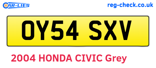 OY54SXV are the vehicle registration plates.