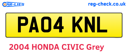 PA04KNL are the vehicle registration plates.