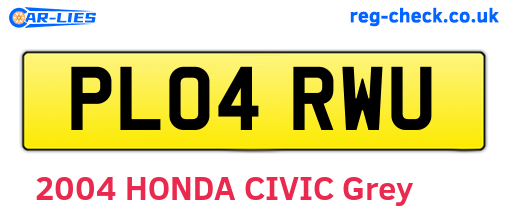 PL04RWU are the vehicle registration plates.