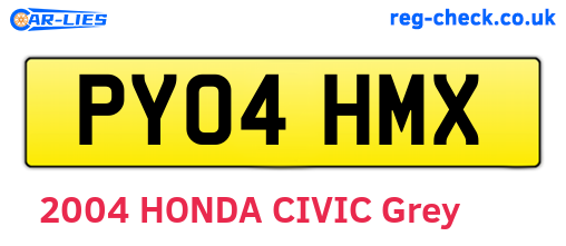 PY04HMX are the vehicle registration plates.