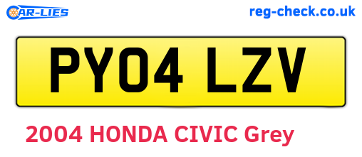 PY04LZV are the vehicle registration plates.
