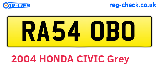 RA54OBO are the vehicle registration plates.