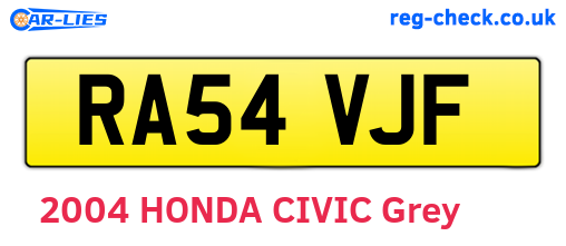 RA54VJF are the vehicle registration plates.