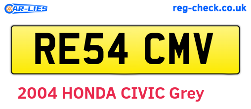 RE54CMV are the vehicle registration plates.