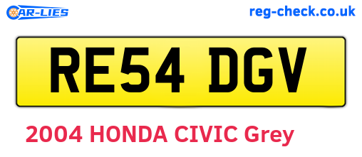 RE54DGV are the vehicle registration plates.
