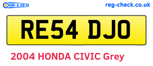 RE54DJO are the vehicle registration plates.