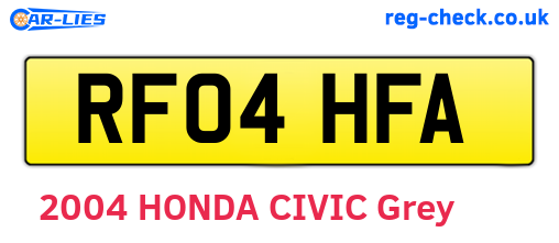 RF04HFA are the vehicle registration plates.
