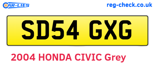 SD54GXG are the vehicle registration plates.