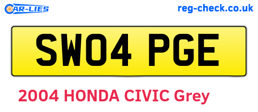 SW04PGE are the vehicle registration plates.