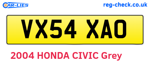 VX54XAO are the vehicle registration plates.