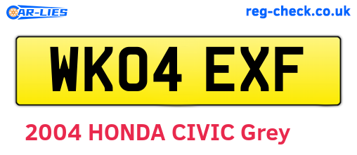 WK04EXF are the vehicle registration plates.