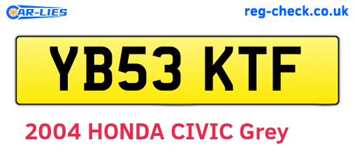 YB53KTF are the vehicle registration plates.
