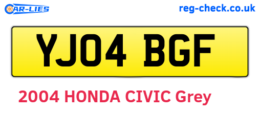 YJ04BGF are the vehicle registration plates.