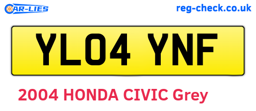 YL04YNF are the vehicle registration plates.