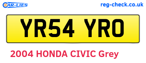 YR54YRO are the vehicle registration plates.