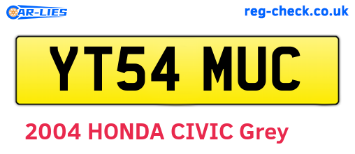 YT54MUC are the vehicle registration plates.