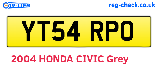 YT54RPO are the vehicle registration plates.