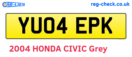 YU04EPK are the vehicle registration plates.