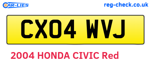 CX04WVJ are the vehicle registration plates.