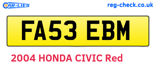 FA53EBM are the vehicle registration plates.