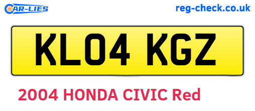 KL04KGZ are the vehicle registration plates.