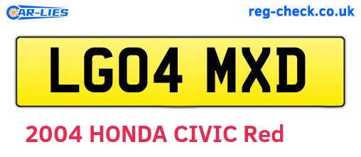 LG04MXD are the vehicle registration plates.