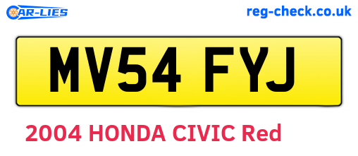MV54FYJ are the vehicle registration plates.