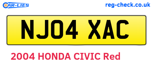 NJ04XAC are the vehicle registration plates.