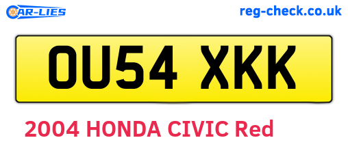 OU54XKK are the vehicle registration plates.