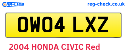 OW04LXZ are the vehicle registration plates.