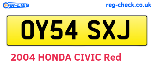 OY54SXJ are the vehicle registration plates.