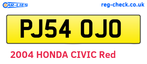 PJ54OJO are the vehicle registration plates.
