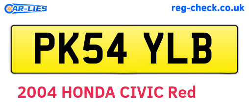 PK54YLB are the vehicle registration plates.