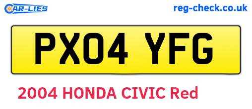 PX04YFG are the vehicle registration plates.