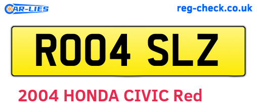 RO04SLZ are the vehicle registration plates.