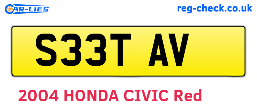 S33TAV are the vehicle registration plates.