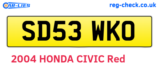 SD53WKO are the vehicle registration plates.