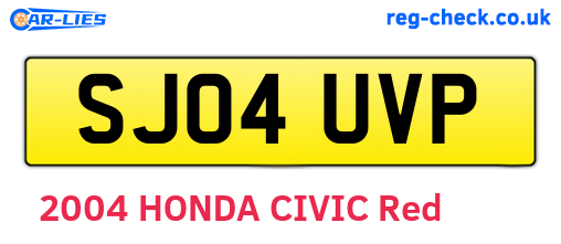 SJ04UVP are the vehicle registration plates.