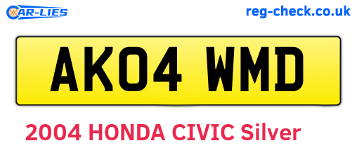 AK04WMD are the vehicle registration plates.