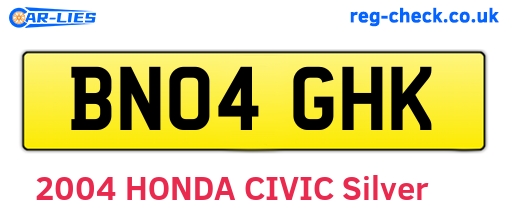 BN04GHK are the vehicle registration plates.