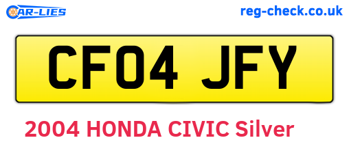 CF04JFY are the vehicle registration plates.