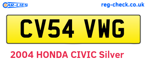 CV54VWG are the vehicle registration plates.