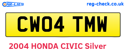 CW04TMW are the vehicle registration plates.