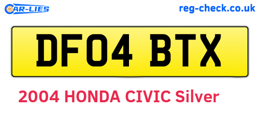 DF04BTX are the vehicle registration plates.