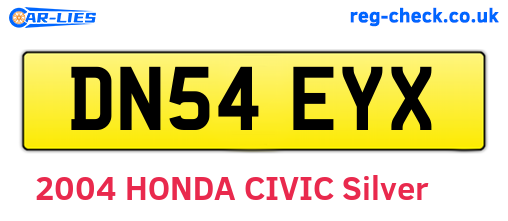 DN54EYX are the vehicle registration plates.