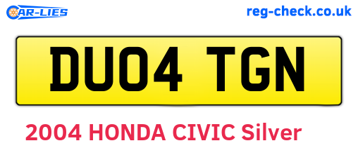DU04TGN are the vehicle registration plates.