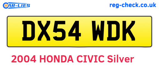 DX54WDK are the vehicle registration plates.