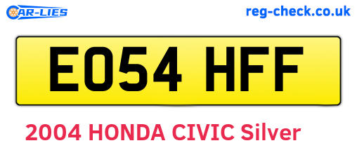 EO54HFF are the vehicle registration plates.